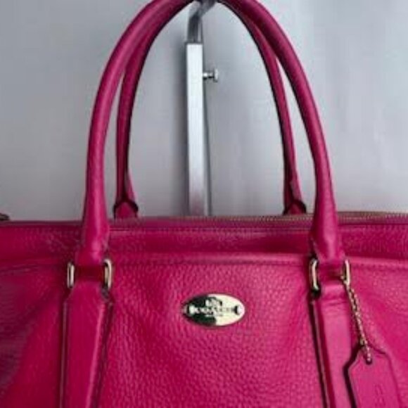 Coach AUTHENTICATED Madison Pebbled Leather Satchel Tote Bag โ Hot Pink - Picture 6 of 14